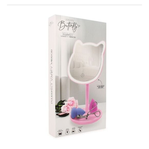New! Pink Kitty Cat - Shaped LED Vanity Mirror!  Adorable! - Picture 2 of 2